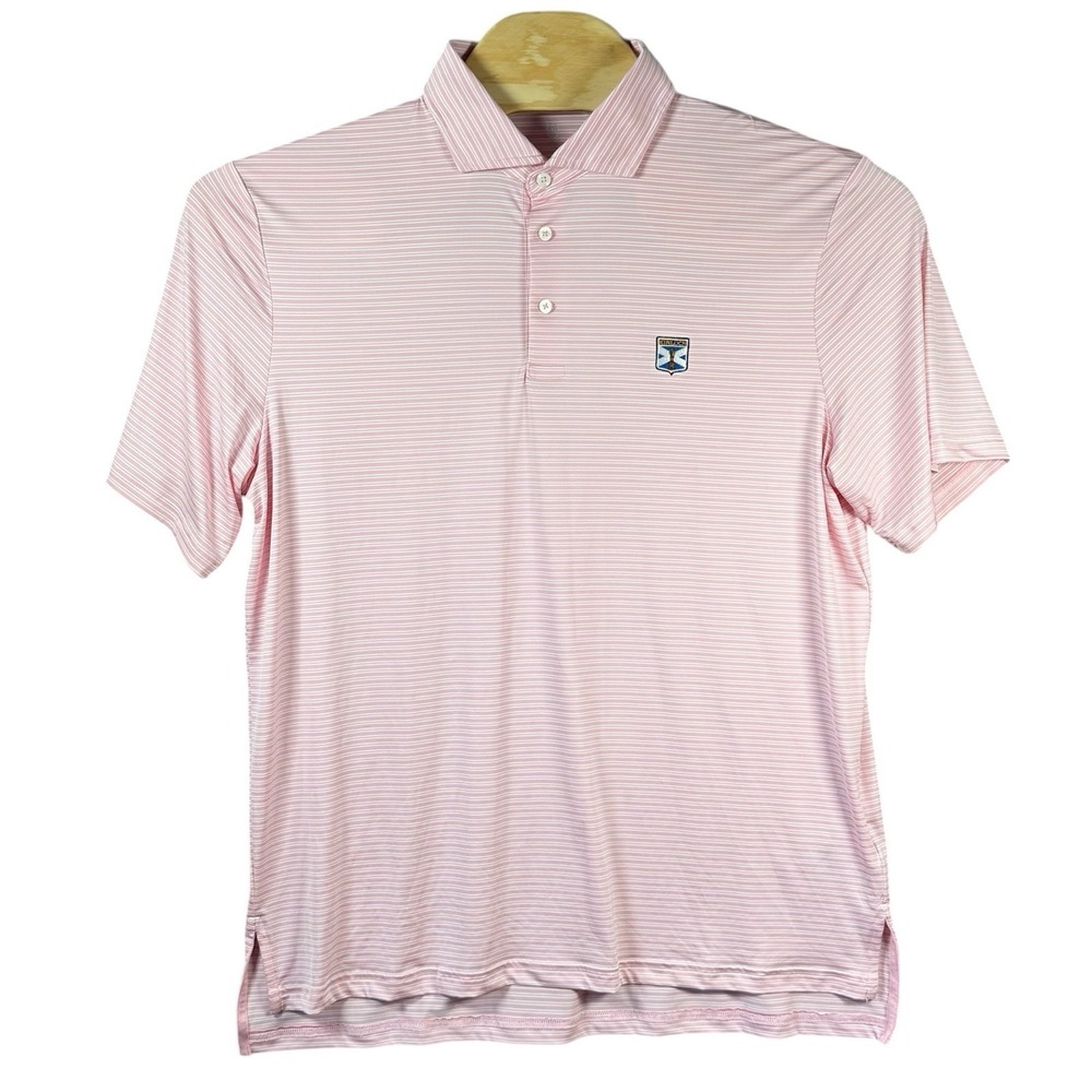 RLX‎ Ralph Lauren Performance Polo Shirt Men Large Pink Stripe Kinloch Golf Club